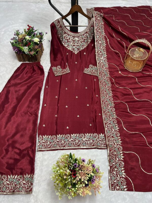 3 PIECE LONG KURTI WITH PLAZZO AND DUPATTA