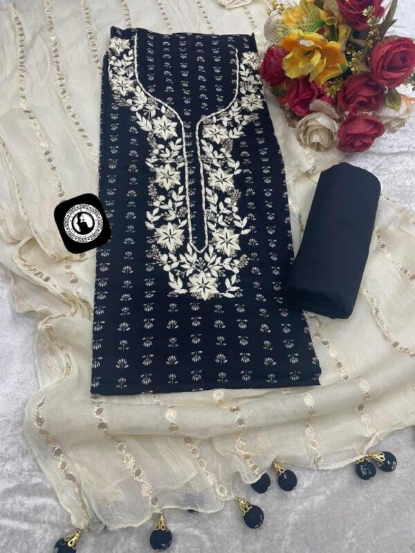 Beautiful Shirt Neck Handwork Embroidered Pure Duppta