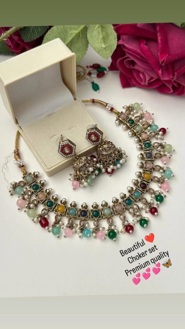 Exquisite Mehedi polish Choker Set – Premium Party Wear Jewellery